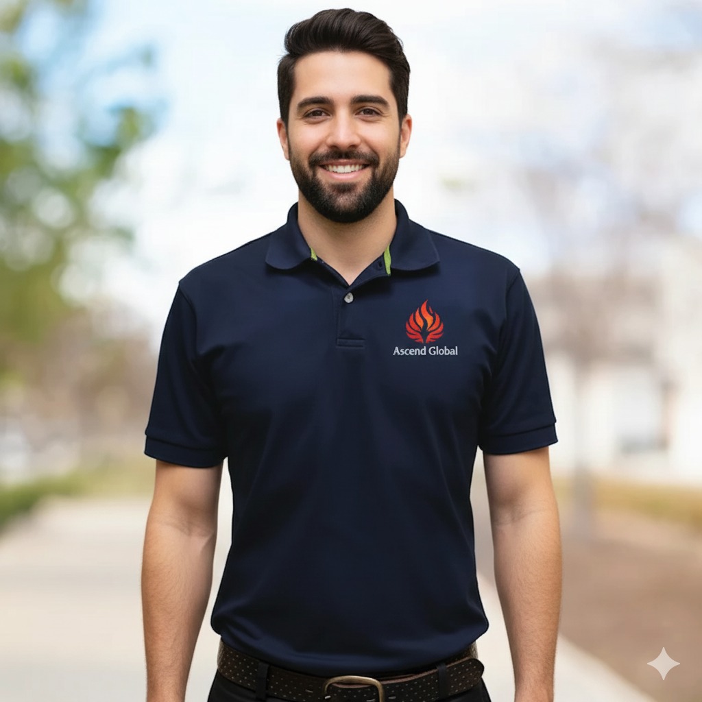 ASCEND GLOBAL NAVY POLO T-SHIRT